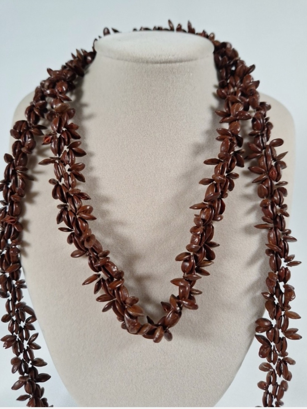 Hawaiian Koa Seed Necklace Lei Single Strand